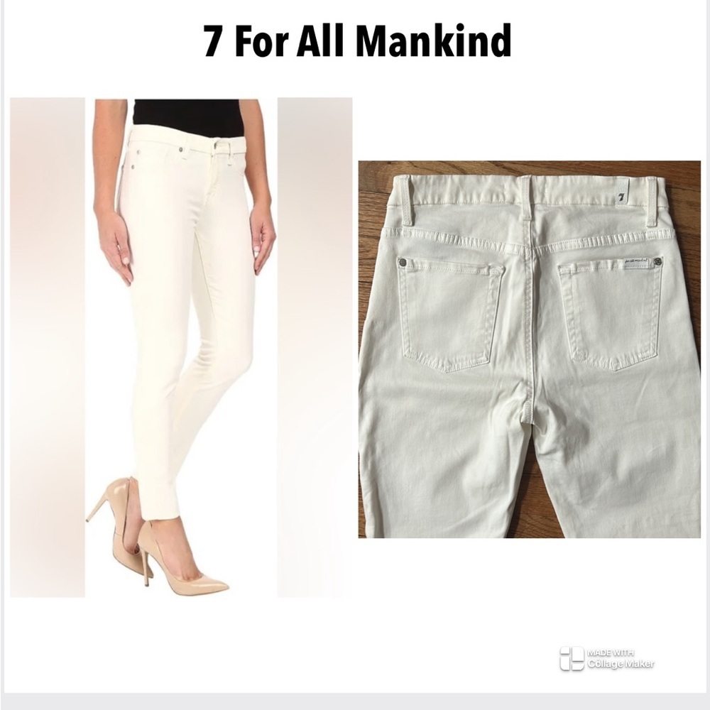 7 For All Mankind Womens Winter White Skinny Jeans Size 29